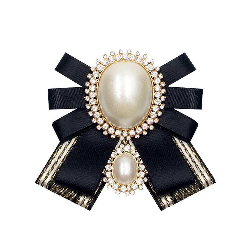 5080 Adjustable Pre-tied Bow Tie Ribbon Fabric Bowknot Necktie brooch